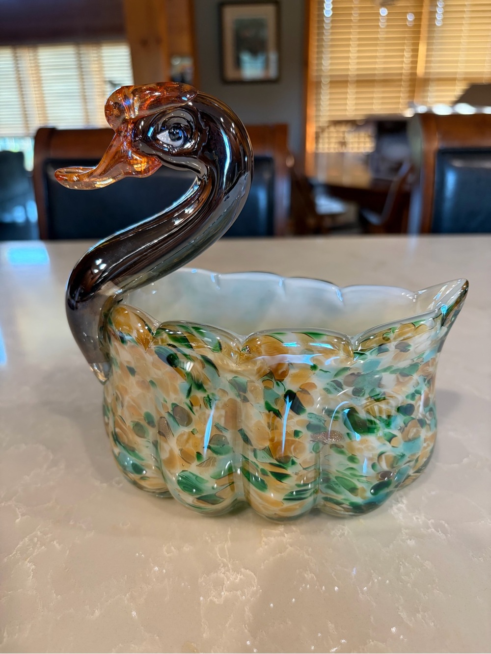 Vintage Art Glass Swan Planter/Candy or Trinket Bowl